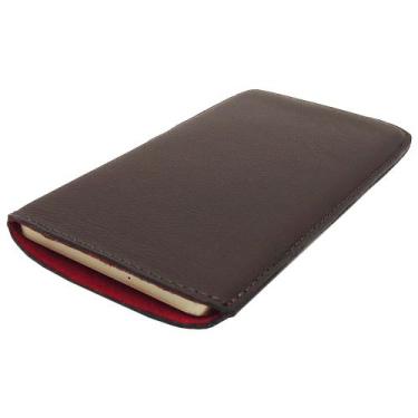 Imagem de Case Capinha Couro Legítimo C/ Forro Vermelho Para Calculadora Hp12c -