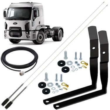 Imagem de 2 Antena Móvel Inox Px 1,40m Alongador 15cm Suporte Dianteiro Ford Car