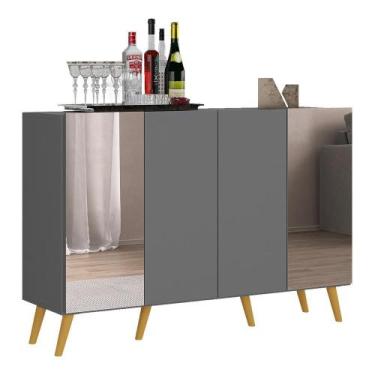 Imagem de Aparador Buffet 4 Portas com Espelho Retrô Vegas Multimóveis V3562, Gr