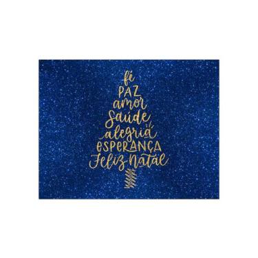 Imagem de Painel de Festa Horizontal 1,55 X 1,20 - Azul Árvore Feliz Natal com E