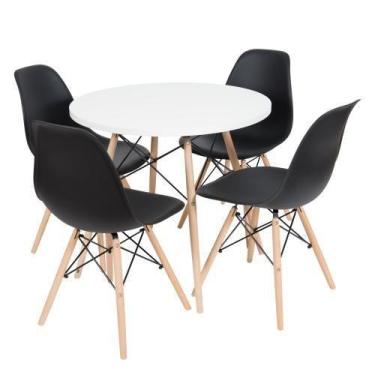 Imagem de Kit Mesa Jantar Eiffel 90Cm Branca + 4 Cadeiras Eames Eiffel - Univers
