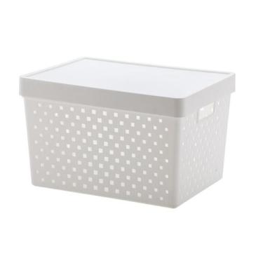 Imagem de Cesto Organizador com Tampa Quadratta Branco 39x29x24cm - PARAMOUNT