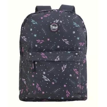Imagem de Mochila Escolar Preta Rabisk Folhas Feminina Juvenil 