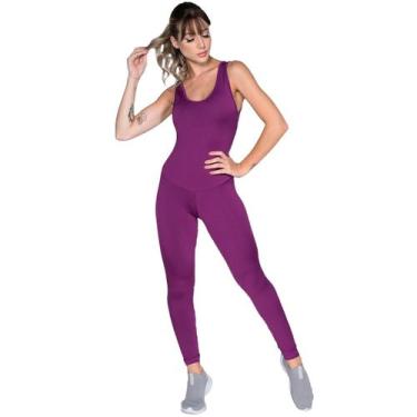 Imagem de Macacão Sem Bojo Fitness Vekyo Modas Liso Suplex Costa Nua Roupa de Ac