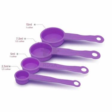 Imagem de Colher Medida 4 (Quatro) Peças Colher de Chá e Sopa Cor Lilás Poliprop