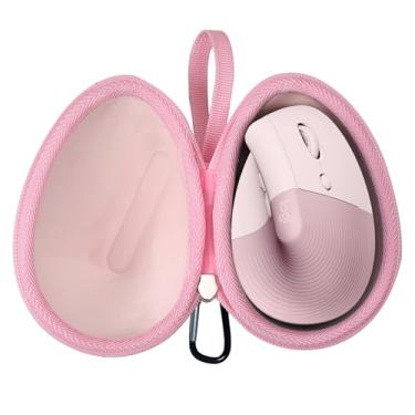 Imagem de Mchoi Estojo de transporte à prova de choque adequado para mouse ergonômico vertical Logitech Lift, estojo de armazenamento Protable (rosa)