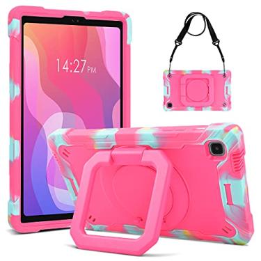 Imagem de DETUOSI Capa para Samsung Tab A7 Lite 22.1 cm versão 2021 SM-T220/T225/T227u, capa protetora à prova de choque para Galaxy Tab A7 Lite 22.1 cm (suporte rotativo de 360° e alça de ombro), camuflagem