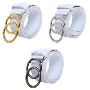 Imagem de Kit Cintos Feminino Branco Tendência 2024 Argola Dupla - Bless Acessór