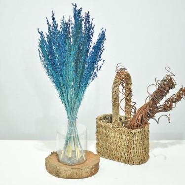 Imagem de Arranjo de flores desidratadas capim azul + vaso de vidro - Beauté