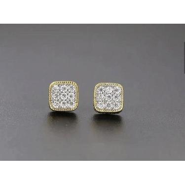 Imagem de Par de brincos cravejados masculino - banhado a ouro 18k - Tojoia18K, 
