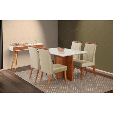 Imagem de Mesa de jantar + 4 cadeiras Milão tampo Atenas 140 cm bege - Gran Deco