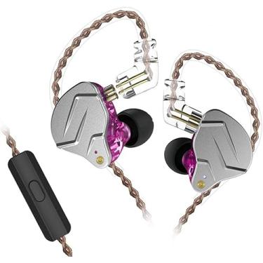 Imagem de Fones de ouvido intra-auriculares KZ ZSN Pro com fio com plugue de 3,5 mm, microfone com controle remoto integrado para controlar música, chamadas telefônicas, monitores intra-auriculares com cabo