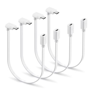 Imagem de Pacote com 4 cabos de extensão para câmera WYZE Cam Pan v3, extensor micro USB de 90 graus, cabo de alimentação plano de 30 metros