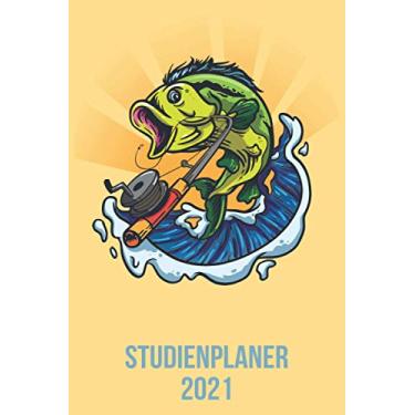 Imagem de Studienplaner 2021: Wochenplaner zum notieren, organisieren und planen DIN A5. Kalender/Terminkalender/Monats- / Tagesübersicht/Kontakt- / Geburtstags listen/Angler Fischer Fischen