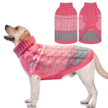 Imagem de Mihachi Suéteres para cães pequenos e médios para meninas e meninos, camisa macia e quente, casaco de cachorro para clima frio, pulôver de malha com gola rolê, roupas de cachorro com orifício para