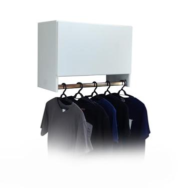 Imagem de Armário Aéreo Com Porta Cabideiro Área Serviço Lavanderia Cozinha Multiuso MDF 60cm (Branco)