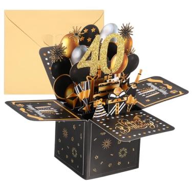 Imagem de PATIKIL Cartão de aniversário de 40 anos, cartão de aniversário pop-up engraçado cartão de feliz aniversário doce 3D com cartão de felicitações e envelope para mulheres menina menino mãe presente