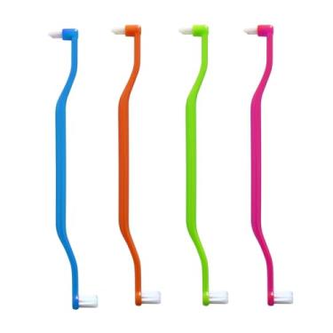 Imagem de Wenplus Escova de dentes interdental 2 em 1, cerdas macias, escova de dentes angular, suporte ortopédico, 4 peças