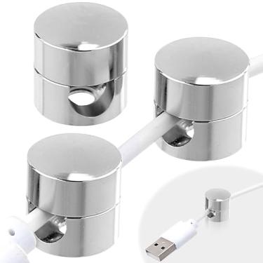 Imagem de CustomyLife 3 peças de âncoras de cabo para mesa, suporte de âncoras de cabo de metal de arma organizadores de fio de alumínio adesivos ajustáveis 2 em 1 clipes de cabo carregador gerenciamento de