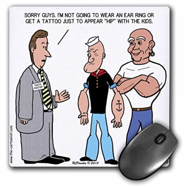 Imagem de 3dRose Anel de orelha de pastor jovem e pressão de par tatuagem - mouse pad de paródia Popeye e Mr. Clean (mp_8165_1)
