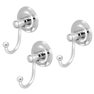 Imagem de Kit 3 Gancho Cabideiro Porta Toalha Metal Cromado Parede - Modelar