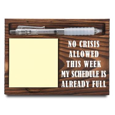 Imagem de Presentes engraçados para chefes, decoração de mesa de escritório em casa, presentes de dia do chefe, suporte de notas adesivas, dispensador de notas post-it para mesa, porta-notas e caneta de madeira