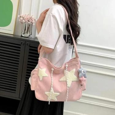 Imagem de Bolsa de Veludo Grande com Design de Estrela - Para Estudantes e Viage