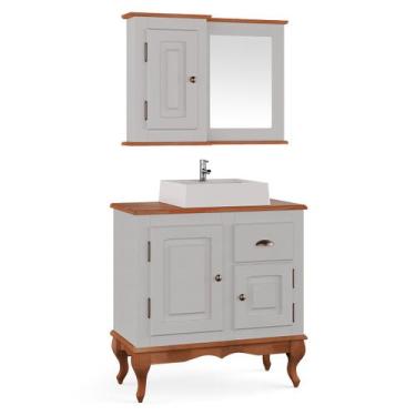 Imagem de Gabinete para Banheiro 2 Portas 1 Gaveta com Cuba e Espelheira Dália 3