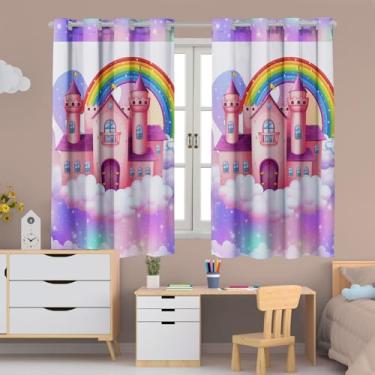 Imagem de Cortina Infantil Blackout 2,00x1,40 Decoração Divertida para Quarto de Criança (Castelo)