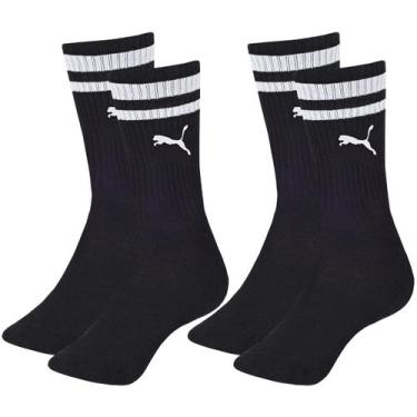 Imagem de Kit com 2 Pares de Meias Esportiva Listrada Modelo Cano Longo Puma Spo