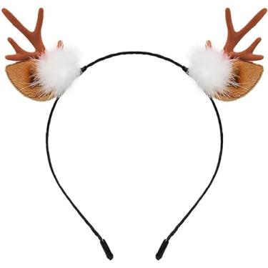 Imagem de Tiaras de Natal com chifres de rena, chifres de Natal, argola de cabelo, faixas de cabelo fofas de Natal, chifres de veado, decorações de cabelo, acessórios de cabelo para adultos e crianças