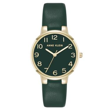 Imagem de Anne Klein Relógio feminino com pulseira lisa, Verde