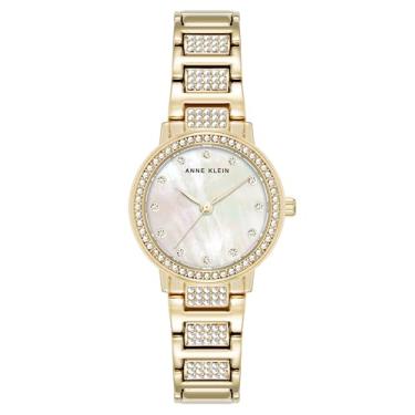 Imagem de Anne Klein Relógio feminino premium com detalhes de cristal, Dourado