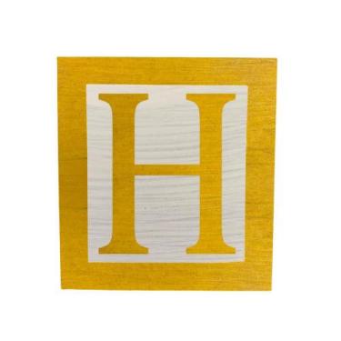 Imagem de Cubo Branco Letra Amarela com Aplique Festa Chá de Bebê Decoração 8x8x