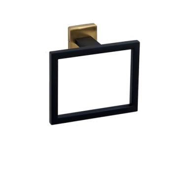 Imagem de Banheiro Preto Ouro Suporte de Papel Higiênico Suporte de Toalhas Gancho de Roupão Anel de Toalha Conjunto de Ferragens de Banheiro de Aço Inoxidável Kit, Anel de Toalha