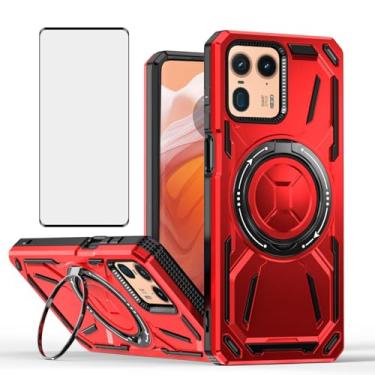 Imagem de Capa de telefone compatível com Motorola Edge 50 Ultra/Moto X50 Ultra e protetor de tela de vidro temperado, suporte de anel de metal, suporte, à prova de choque, Edge50 50 Ultra 2024, capa para