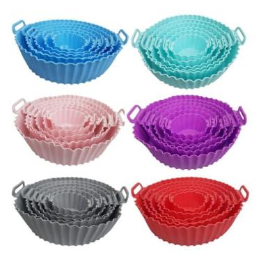 Imagem de Kit 6 Formas Airfryer Tamanhos Variados Silicone Antiaderente com Alça