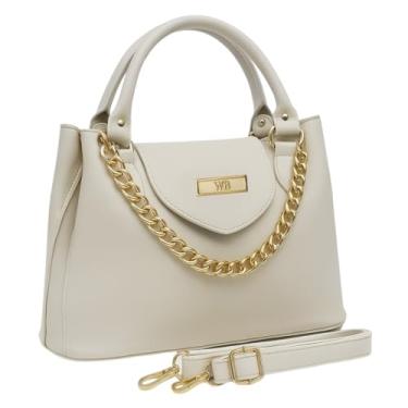 Imagem de Bolsa Feminina Com Alça de Mão e Ombro Reajustável e Com Bolso Externo + Detalhe em Corrente (Gelo)