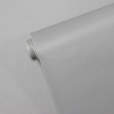 Imagem de Papel de parede cinza de 45 x 1000 cm, papel de contato cinza, autoadesivo, removível, texturizado, decorativo, para cobertura de parede, bancada, armário de mesa, filme de vinil