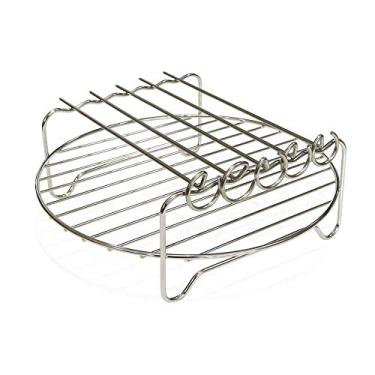 Imagem de Rack de camada dupla para fritadeira a ar, acessórios para fritadeira de ar multiuso cabe na maioria dos 4,2 litros ou mais (20,3 cm, 5 pinos)