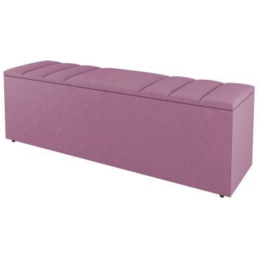 Imagem de Calçadeira Baú Casal Grace 140cm Suede Rosa - Abmaza