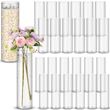 Imagem de Nuogo 24 peças de vaso cilíndrico acrílico transparente de plástico inquebrável alto para centros de mesa de casamento, festa, casa, plantas, buquê, decoração (30,5 cm)