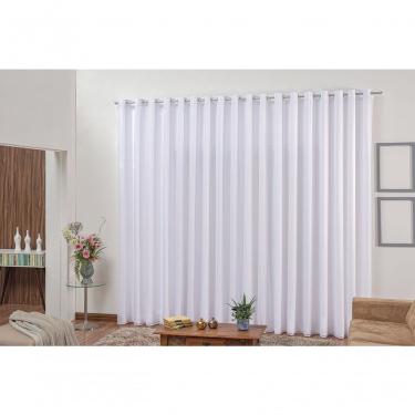 Imagem de Cortina 2,80x1,80 Sala Quarto Cozinha Varão Voil Microfibra Cor:branco