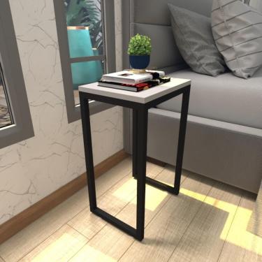 Imagem de Mesa De Cabeceira Industrial Cinza Mdf Canto Quarto Mesas De Cabeceira Mesinha Cabeçeira Cabiceira