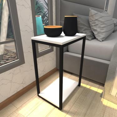 Imagem de Mesa De Cabeceira Industrial Branca Off White Canto Quarto Cabeceira Mesinha Cabeçeira Cabiceira