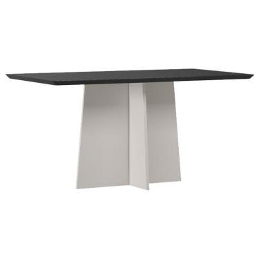 Imagem de Mesa De Jantar Anitta 160x90 Cm Com Vidro Off White Preto - New Ceval