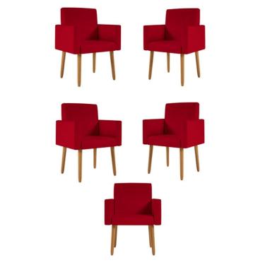 Imagem de Kit 05 Poltronas Nina Decorativa Para Recepção Balaqui Decor Vermelho