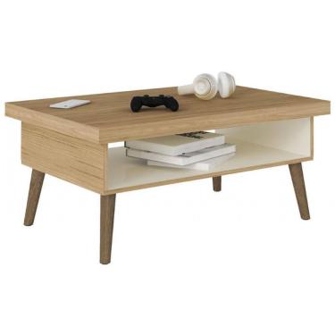 Imagem de Mesa De Centro Artely Lucca 91 Cm De Largura Carvalho Com Off White