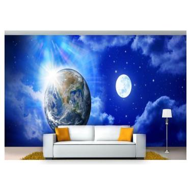 Imagem de Papel De Parede Lua Noite Terra Estrelas 3D Lua15 - Você Decora