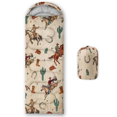 Imagem de XYNHML Saco de dormir de cavalo caubói ocidental para acampamento, clima quente e frio, impermeável, mochila de animais selvagens, todas as estações, acampamento, para adultos, crianças, meninos